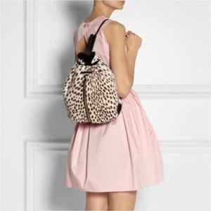 Spotted Cream Brown Leather Cow Hair Backpack